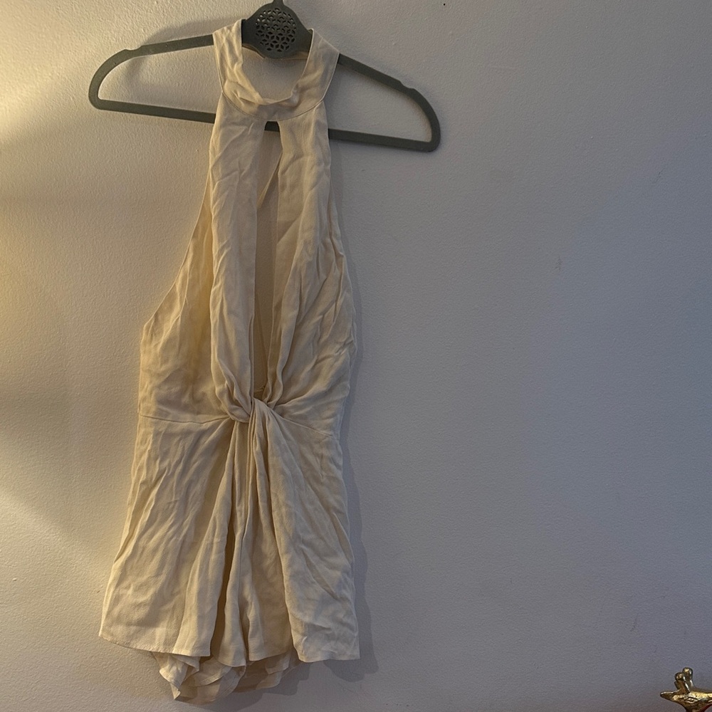 Honey Belle Ivory Twist-Front Jumpsuit - Preloved